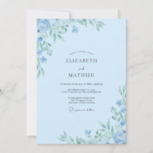 Pale Azure Foliage Eucalyptus Wedding Invitation