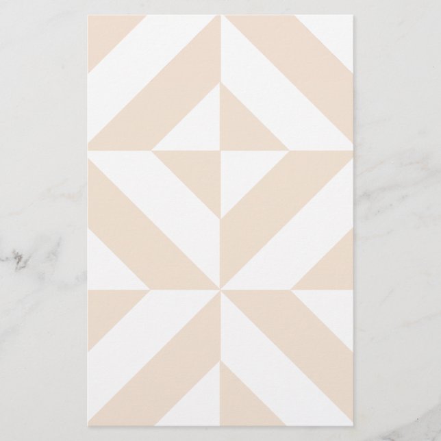 Pale Beige Geometric Deco Cube Pattern (Front)