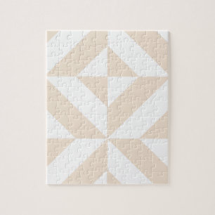 Pale Beige Geometric Deco Cube Pattern Jigsaw Puzzle