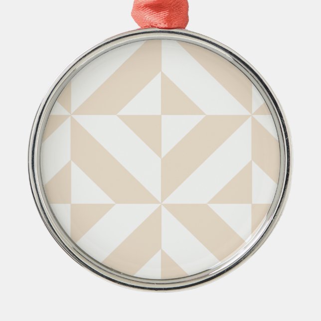 Pale Beige Geometric Deco Cube Pattern Metal Tree Decoration (Front)