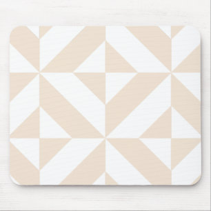 Pale Beige Geometric Deco Cube Pattern Mouse Pad