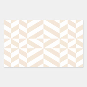 Pale Beige Geometric Deco Cube Pattern Rectangular Sticker
