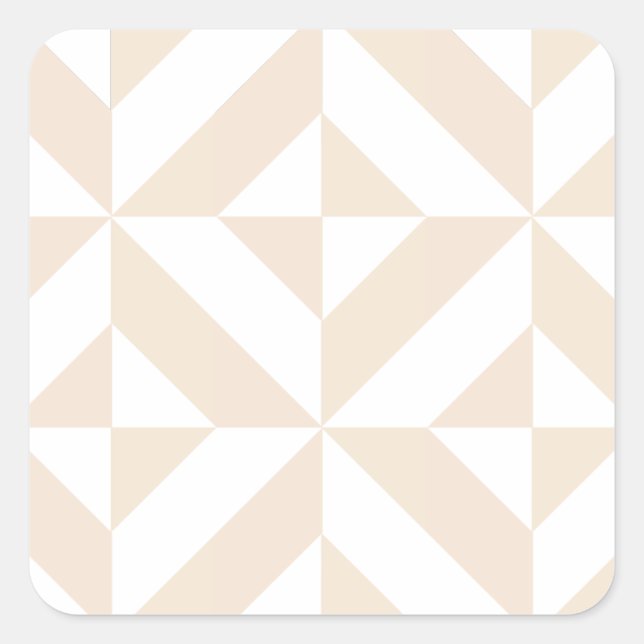 Pale Beige Geometric Deco Cube Pattern Square Sticker (Front)