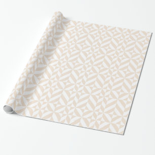 Pale Beige Geometric Deco Cube Pattern Wrapping Paper