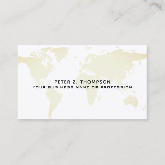 pale beige world map international business card (Front)