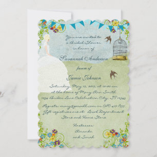 Pale Blonde Garden Bridal Shower Invitations