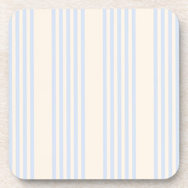 Pale blue and beige five stripes pattern coaster (Front)
