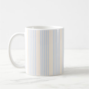 Pale blue and beige five stripes pattern coffee mug