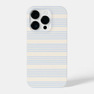 Pale blue and beige five stripes pattern iPhone 14 pro case