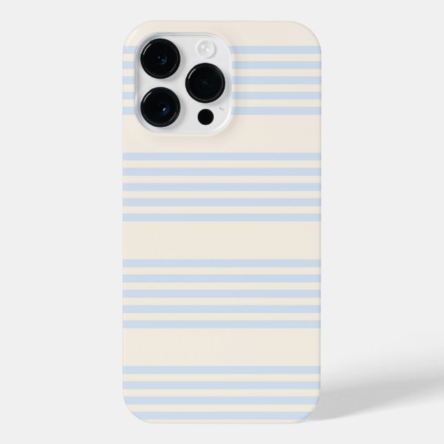 Pale blue and beige five stripes pattern iPhone case (Back)