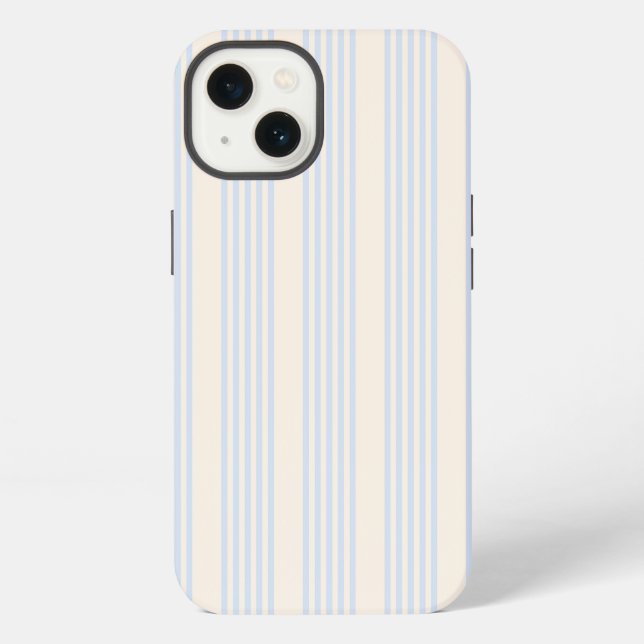 Pale blue and beige five stripes pattern iPhone case (Back)
