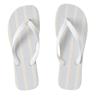 Pale blue and beige five stripes pattern jandals