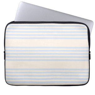 Pale blue and beige five stripes pattern laptop sleeve