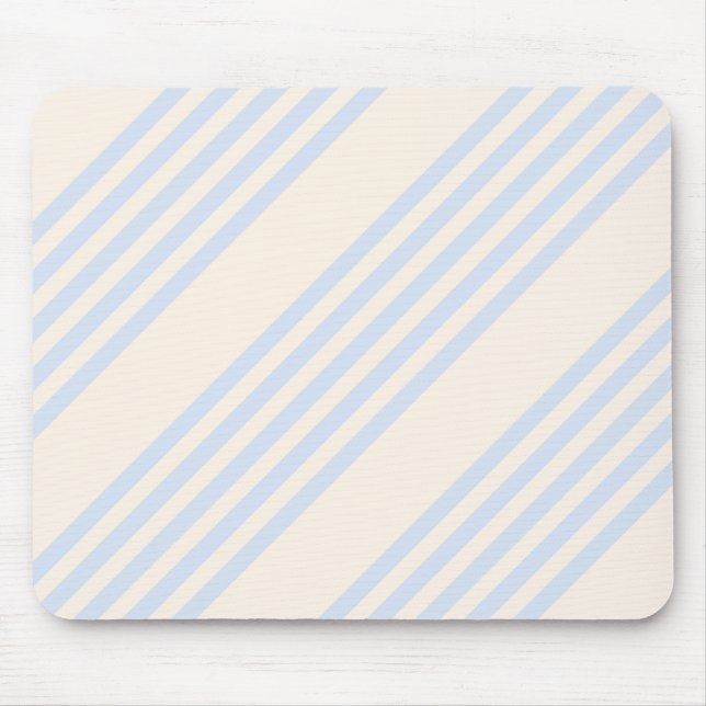 Pale blue and beige five stripes pattern mouse pad (Front)