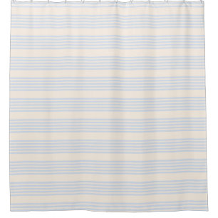 Pale blue and beige five stripes pattern shower curtain