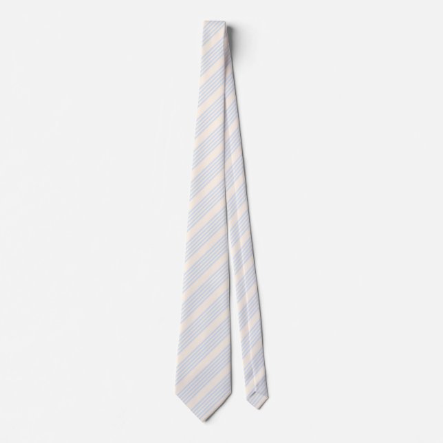 Pale blue and beige five stripes pattern tie (Front)