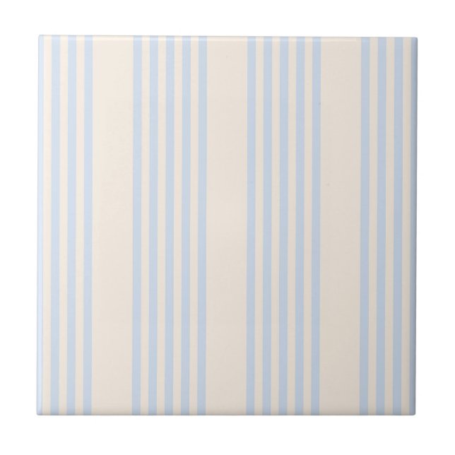 Pale blue and beige five stripes pattern tile (Front)