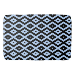 Pale blue and black diamond pattern bath mat