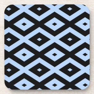 Pale blue and black diamond pattern coaster