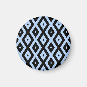 Pale blue and black diamond pattern magnet