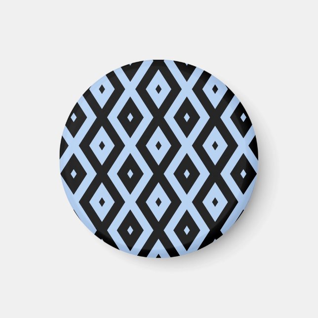 Pale blue and black diamond pattern magnet (Front)