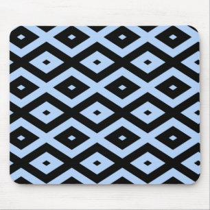 Pale blue and black diamond pattern mouse pad