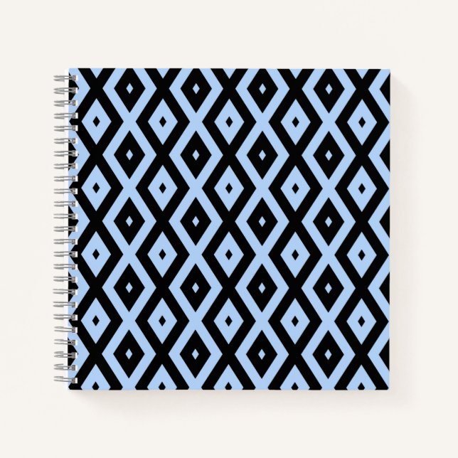 Pale blue and black diamond pattern notebook (Front)