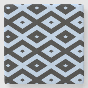 Pale blue and black diamond pattern stone coaster