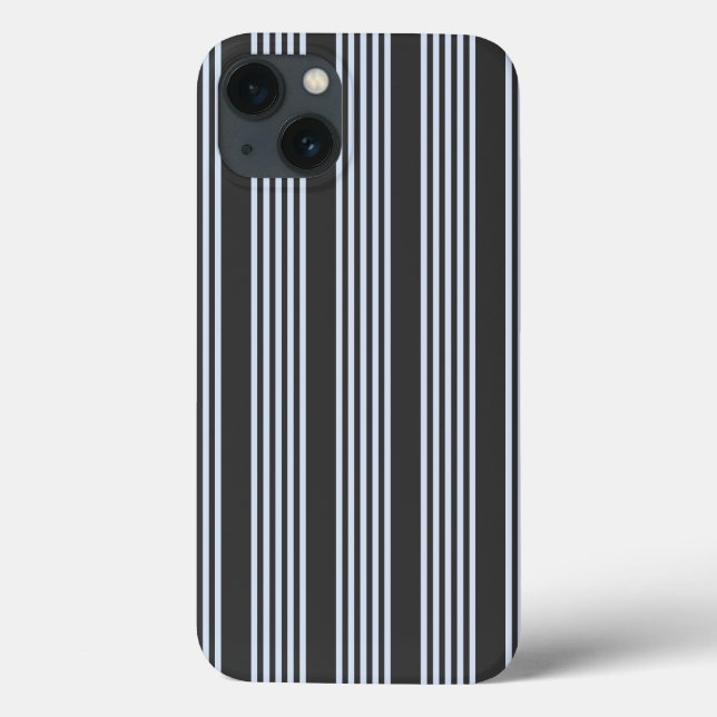 Pale blue and charcoal five stripes pattern Case-Mate iPhone case (Back)