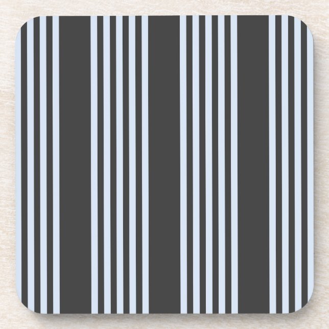 Pale blue and charcoal five stripes pattern coaster (Front)