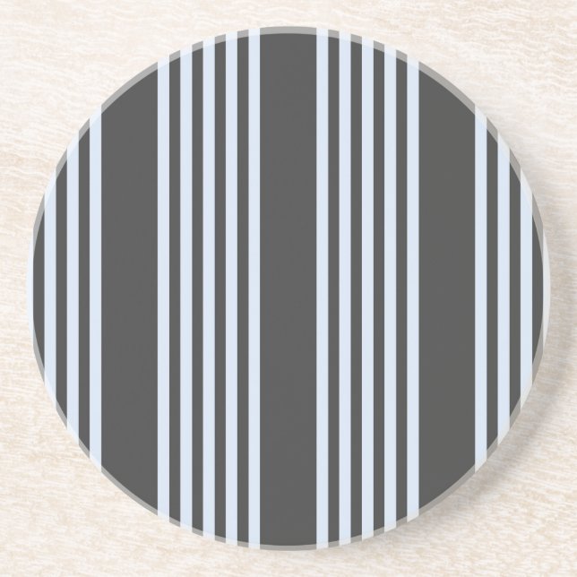 Pale blue and charcoal five stripes pattern coaster (Front)