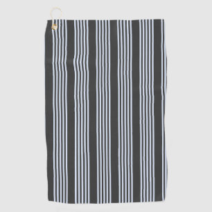 Pale blue and charcoal five stripes pattern golf towel