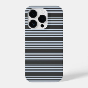 Pale blue and charcoal five stripes pattern iPhone 14 pro case