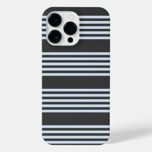 Pale blue and charcoal five stripes pattern iPhone 14 pro max case