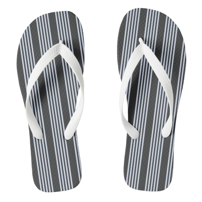 Pale blue and charcoal five stripes pattern jandals (Footbed)