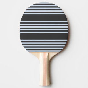 Pale blue and charcoal five stripes pattern ping pong paddle