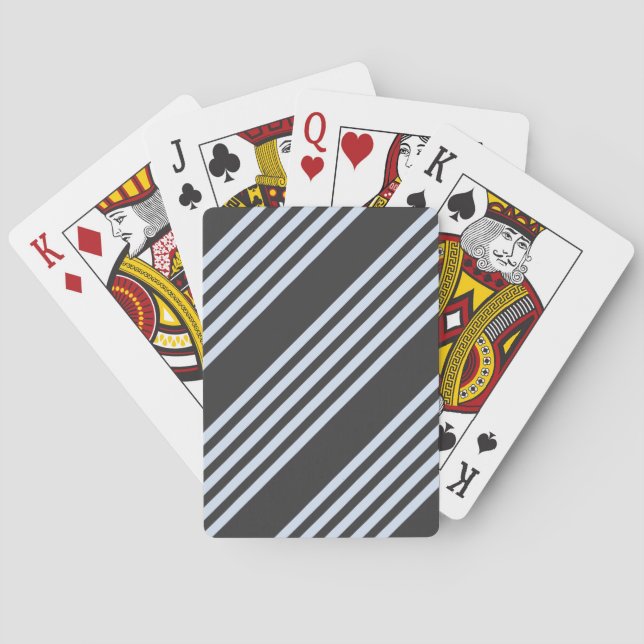 Pale blue and charcoal five stripes pattern playing cards (Back)