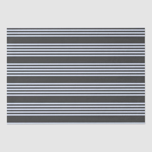 Pale blue and charcoal five stripes pattern tissue paper (Front)