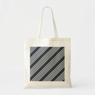 Pale blue and charcoal five stripes pattern tote bag