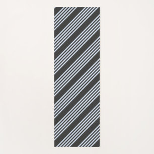 Pale blue and charcoal five stripes pattern yoga mat