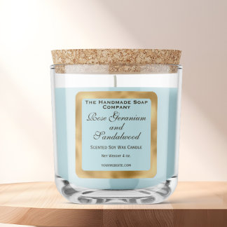 Pale Blue and Gold Foil Candle Label