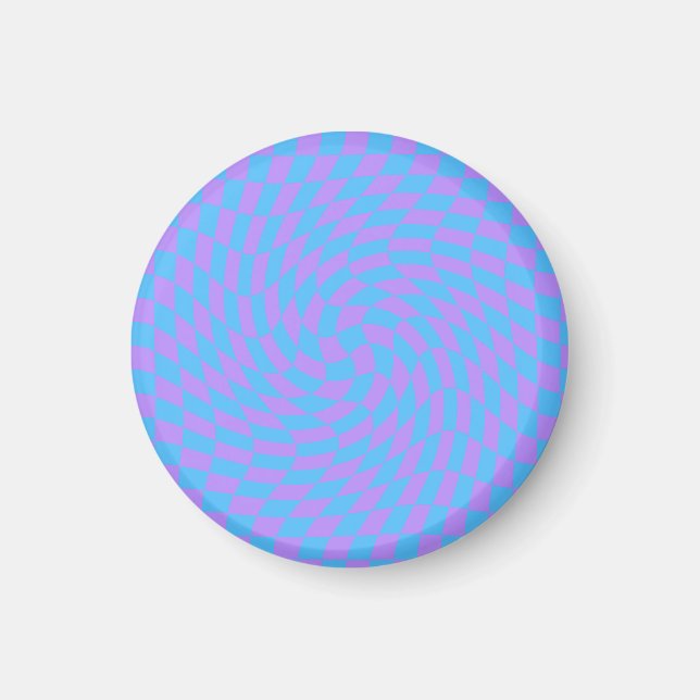 Pale-Blue and Lavender chequered   Magnet (Front)