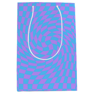 Pale-Blue and Lavender chequered Medium Gift Bag