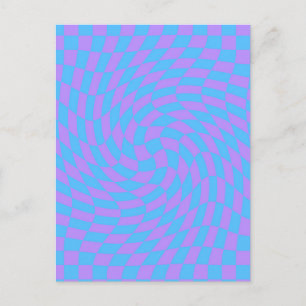 Pale-Blue and Lavender chequered Postcard