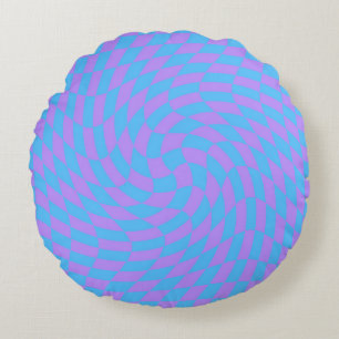 Pale-Blue and Lavender chequered Round Cushion