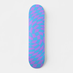 Pale-Blue and Lavender chequered Skateboard