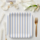 Pale Blue and Orange Stripes Paper Plates<br><div class="desc">Sweet and simple pale blue,  orange,  and white stripes to match the Rooster Stripes Collection.</div>