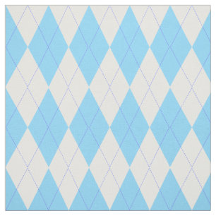 Pale Blue and White Argyle Pattern Fabric