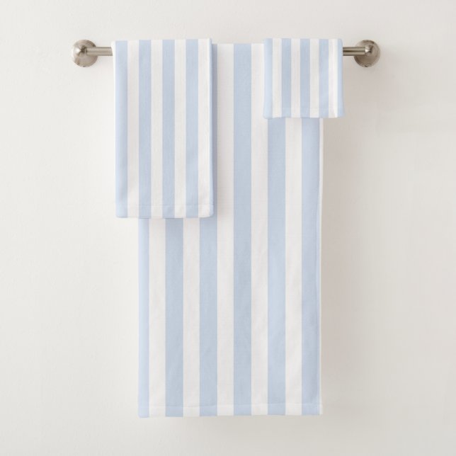 Pale blue and white candy stripes bath towel set (Insitu)