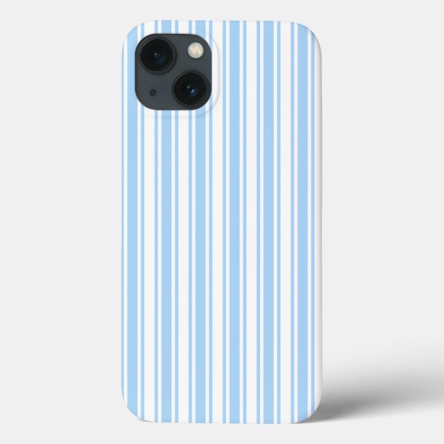 Pale blue and white candy stripes Case-Mate iPhone Case (Back)